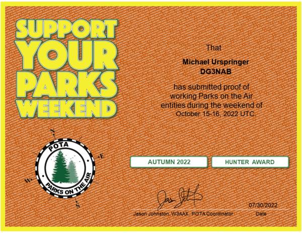 Support Your Parks Hunter Autumn 2022